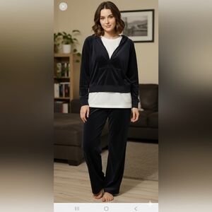 VINTAGE Y2K Old Navy Black Velour Tracksuit Set - Rare 1X Plus